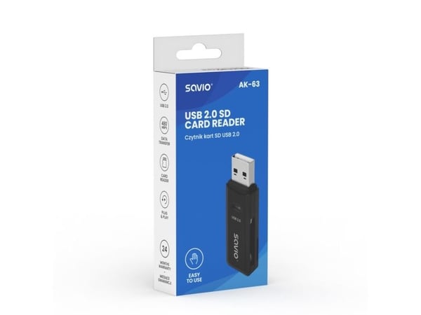 SAVIO AK-63 - Kortleser (SD, SDHC, SDXC, microSD, microSDHC, microSDXC) - USB 2.0