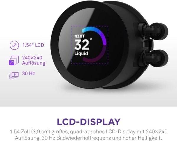 NZXT Kraken 240 - Væskekjølesystem for prosessor - (for: LGA115x Socket, LGA1200, LGA1700, AM4, AM5, sTRX4, TR4) - kobber - 120 mm - matt svart
