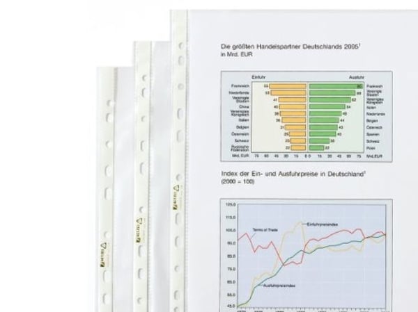 HETZEL brosjyrehylse Economic, A4, PP, kornet, 0,05 mm åpen øverst, perforering: 80-80-80-60 mm, med hullkantforsterkning (22457490)