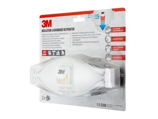 3M 9332C2, Halvdekkende, Luftrensende respirator, FFP3, Gas & oil, Generell produksjon, Industrielt vedlikehold, Hvit, CE
