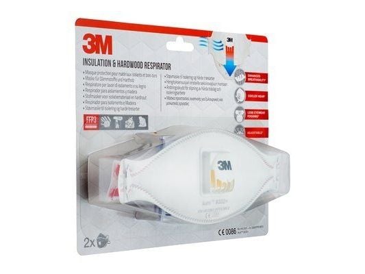 3M 9332C2, Halvdekkende, Luftrensende respirator, FFP3, Gas & oil, Generell produksjon, Industrielt vedlikehold, Hvit, CE