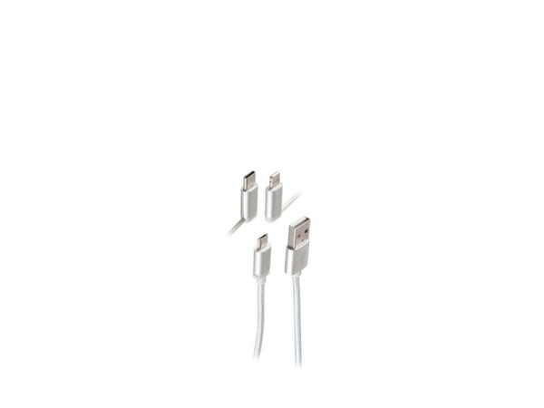 shiverpeaks BS14-50067, 1 m, USB A, USB C/Micro-USB B/Lightning, 0,48 Gbit/s, Hvit