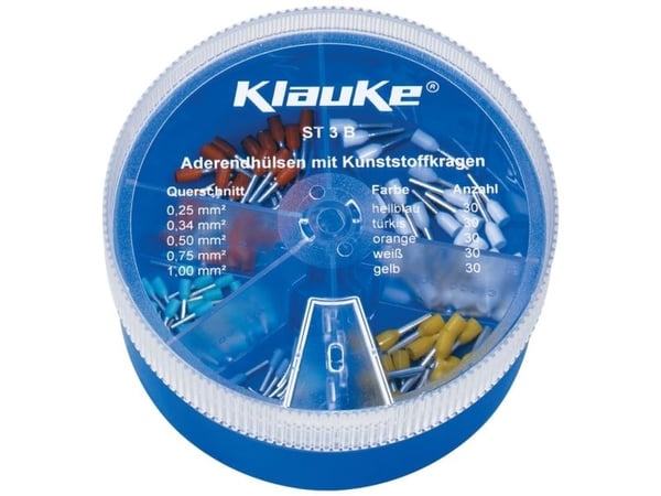 Klauke ST 3 B, Putkikaapeelikenkä, Suora, Valikoidut värit, 1 mm², 0,25 mm², 150 kpl