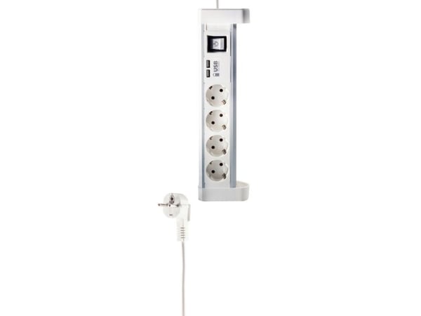 shiverpeaks BS60317-W, Grunnleggende, Aluminium, Hvit, 4 AC-utganger, 1,5 m, TÜV GS