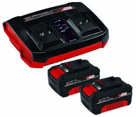 Einhell 2x 4.0Ah & Twincharger Kit PXC, Batterier medfølger