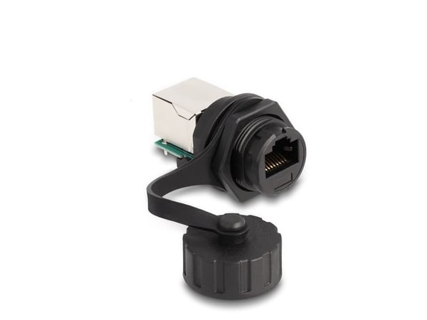 Delock - Nettverkkopler - RJ-50 (hunn) til RJ-50 (hunn) - IP68 - protective cap - svart