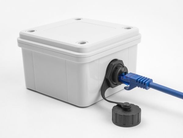 Delock - Nettverkkopler - RJ-50 (hunn) til RJ-50 (hunn) - IP68 - protective cap - svart