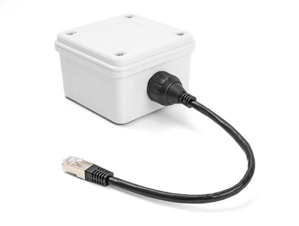 Delock - Nettverksforlengelseskabel - RJ-50 (hann) til RJ-50 (hunn) vernehette - 20 cm - 6 mm - FTP - IP67 - svart
