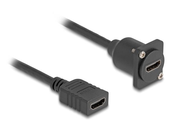 Delock D-tyypin HDMI-kaapeli pistorasiasta pistorasiaan musta 20 cm