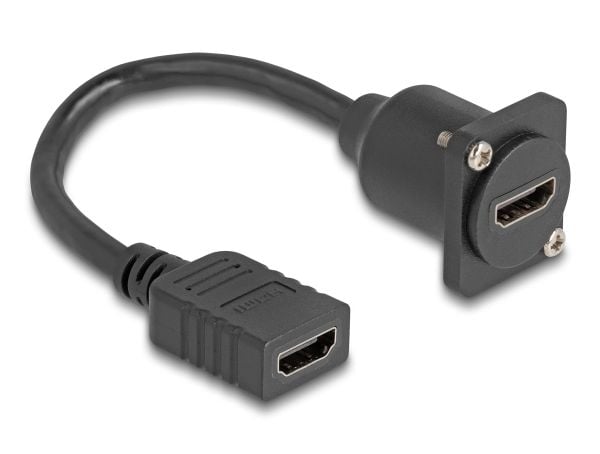Delock D-tyypin HDMI-kaapeli pistorasiasta pistorasiaan musta 20 cm