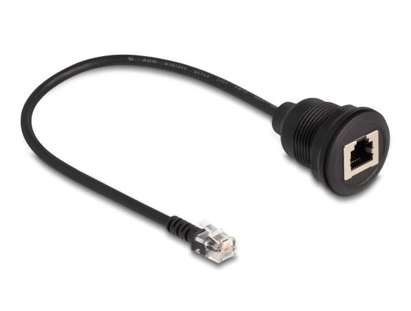 Delock - Nettverkskabel - RJ-12 (hann) til RJ-12 (hunn) D-sub - 30 cm - 4 mm - svart