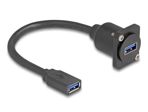 Delock D-Type USB 5 Gbps-kabel Type-A-kontakt til Type-A-kontakt svart 20 cm