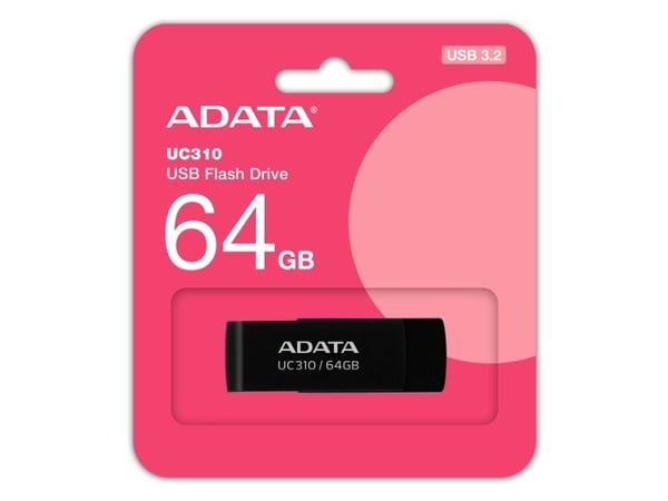 ADATA UC310 - USB flash-enhet - 64 GB - USB 3.2 Gen 1 - svart