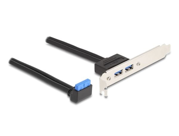 Delock Slotblech 1 x USB 5 Gbps Pfostenbuchse 90° gewinkelt til 2 x USB 5 Gbps Typ-A Buchse 50 cm