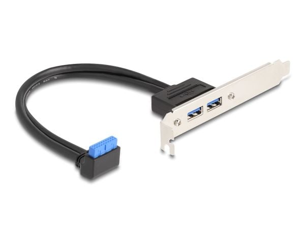 Delock Slotblech 1 x USB 5 Gbps Pfostenbuchse 90° gewinkelt til 2 x USB 5 Gbps Typ-A Buchse 50 cm