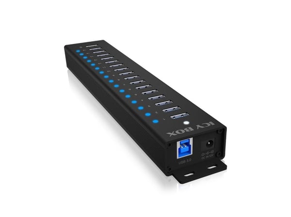 ICY BOX IB-HUB1717-U3 17-port USB-hub USB 3.2 Gen 1 Type-A til USB Typ-B 5000 Mbit/s svart
