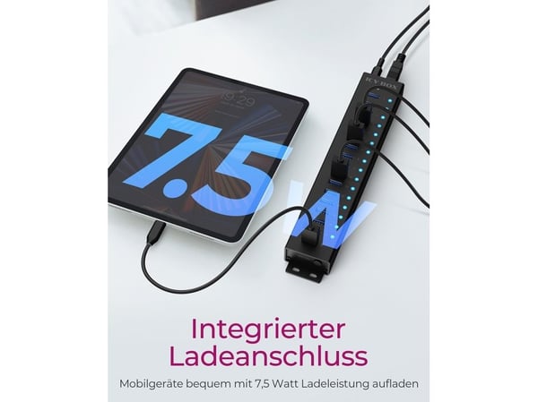 ICY BOX IB-HUB1717-U3 17-port USB-hub USB 3.2 Gen 1 Type-A til USB Typ-B 5000 Mbit/s svart