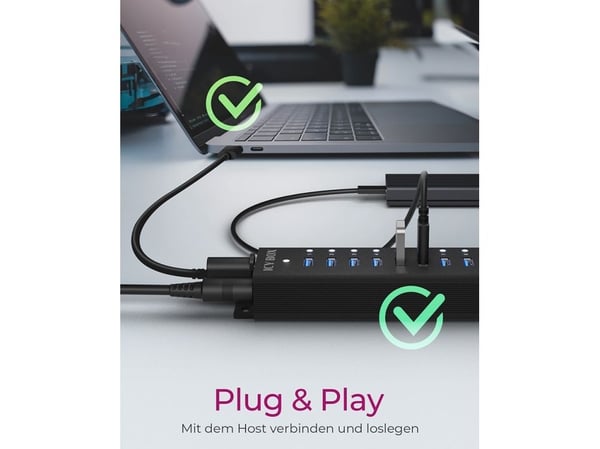 ICY BOX IB-HUB1717-U3 17-port USB-hub USB 3.2 Gen 1 Type-A til USB Typ-B 5000 Mbit/s svart