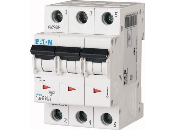 Eaton överströmsskydd 3P B 20A 6kA AC PL6-B20/3 286590 Eaton överströmsskydd 3P B 20A 6kA AC PL6-B20/3 286590