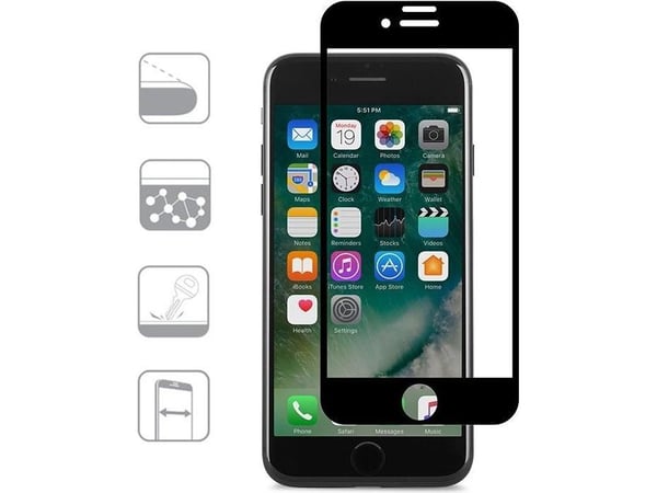 Moshi IonGlass, Apple, iPhone 7, Reptålig, Svart, Transparent, 1 styck