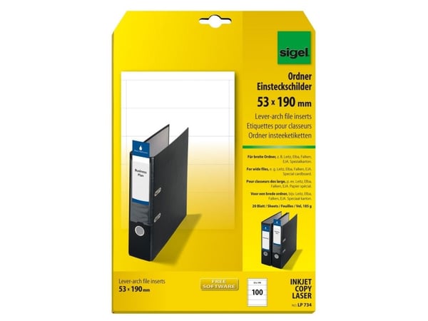 Sigel LP734, Hvit, Mappe, Rektangel, A4, Fotoark kartong, 185 g/m²