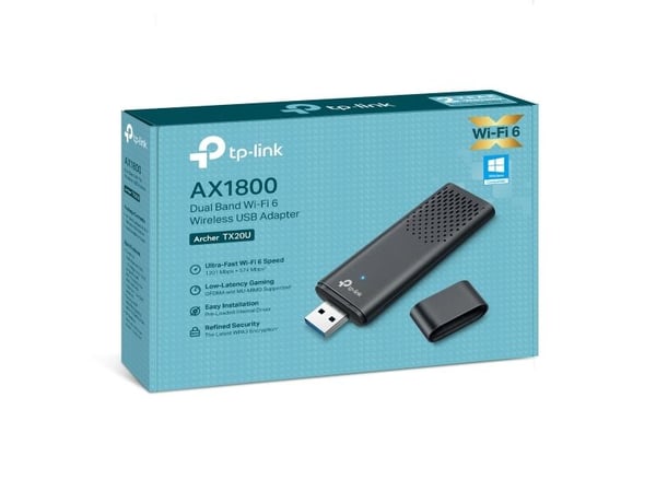TP-Link Archer TX20U, Koblet med ledninger (ikke trådløs), USB, WLAN, Wi-Fi 6 (802.11ax), 1201 Mbit/s, Svart
