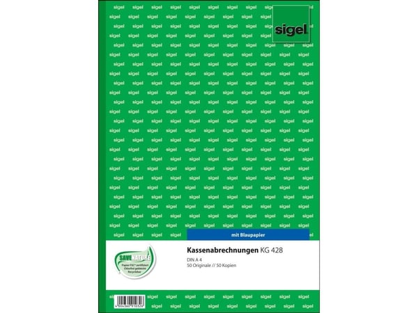 Sigel - Kontantrapport - 50 ark - A4 (210 x 297 mm) - dublett - karbonfri