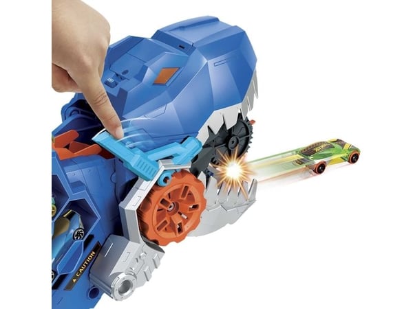 Hot Wheels City Ultimate Hauler, forvandles til T-Rex med racerbane, har plass til 20+ biler, Kjøretøy og banesett, 4 år, AAA, Plast, Flerfarget