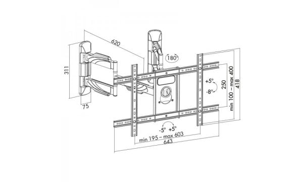 ART AR-85 - Monteringssett - for LCD-TV - svart - skjermstørrelse: 32"-70" - hjørnemonterbar