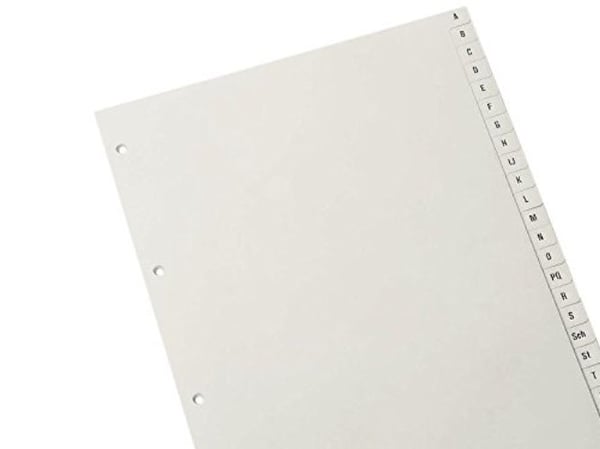 Rexel 25650481, Alfabetisk faneindeks, Polypropylen (PP), Grå, A4, 226 mm, 297 mm