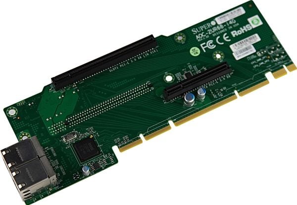 Supermicro AOC-2UR68-I4G, Intern, Koblet med ledninger (ikke trådløs), PCI Express, Ethernet, 1000 Mbit/s, Grønn