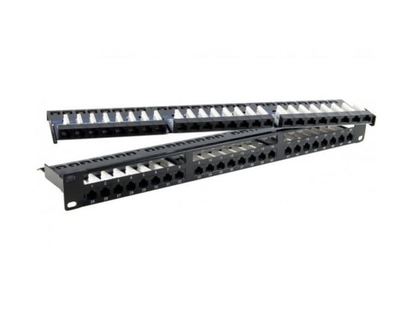 Patchpanel, Cat.6, 48 porter, UTP, 1 U, 48,30 cm (19"), svart Cat. 6 patchpanel med 48 porter (257251)