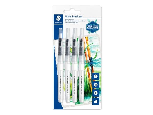 STAEDTLER borstset för vattentank Design Journey, blisterförpackning med 4 robusta nylonspetsar, kapacitet: X ml, med lock, - 1 st (949-SBK4-C)