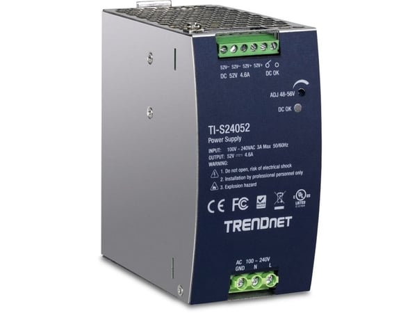 Trendnet TI-S24052, Virtalähde, Musta, Ylivirta, Yliteho, Ylijännite, Ylikuumeneminen, Oikosulku, 200000 h, 240 W, 90 - 264 V