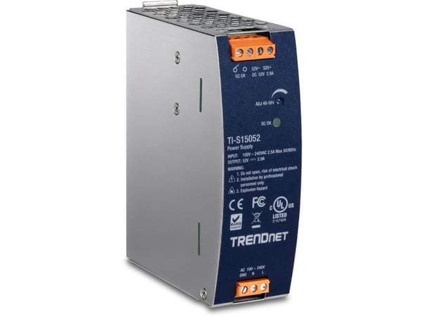 Trendnet TI-S15052, Virtalähde, Musta, Ylivirta, Yliteho, Ylijännite, Ylikuumeneminen, Oikosulku, 200000 h, 150 W, 90 - 264 V