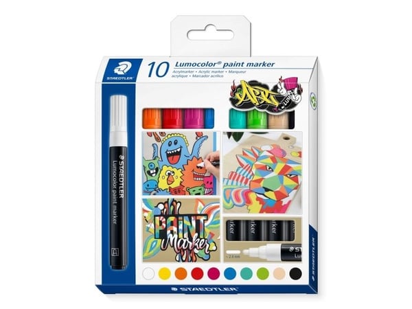 Staedtler 349 C10, Beige, Svart, Blå, Grön, Orange, Rosa, Röd, Turkos, Vit, Gul, Röd, Beige, Svart, Blå, Turkos, Grön, Orange, Vit, Gul, Rosa, 10 f...