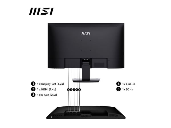 MSI PRO MP273A - LCD-skjerm - 27" - 1920 x 1080 Full HD (1080p) @ 100 Hz - IPS - 300 cd/m² - 1000:1 - 1 ms - HDMI, VGA, DisplayPort - høyttalere