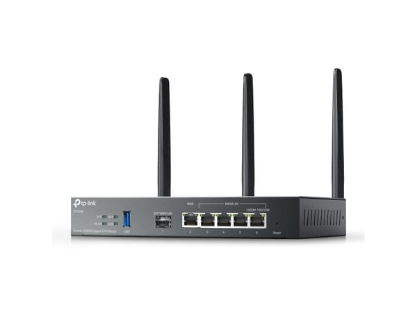 TP-Link Omada ER706W, Dobbelbånd (2.4 GHz / 5 GHz), Ethernet/bredbåndsforbindelse, Svart, Skrivebord/stolperuter