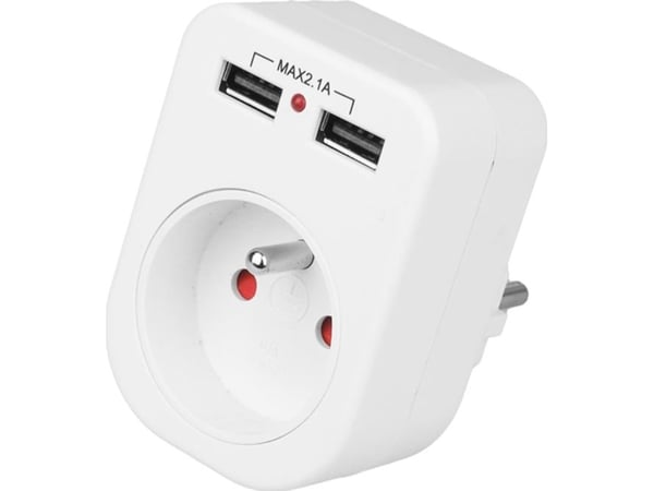 Plastrol pistorasiapistoke z/u laturilla 2xUSB 2.1A R-1USB