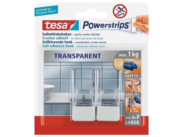 TESA 58811-00000, Innendørs, Kjøkkenkrok, Gjennomsiktig, Hvit, Limstrimmel, 1 kg, Rektangel