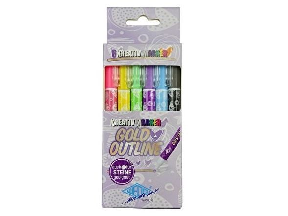 Wedo 252 700699, 6 stykker, Sort, Blå, Grønn, Fiolblå, Lilla, Gult, Flerfarget, Rør, 2 mm, Alkoholbasert blekk