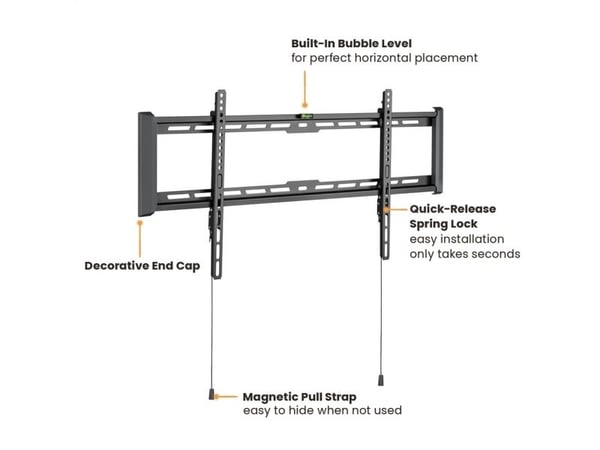Value 17.99.1224, 109,2 cm (43"), 2,29 m (90"), 200 x 200 mm, 800 x 400 mm, Metall, Sort