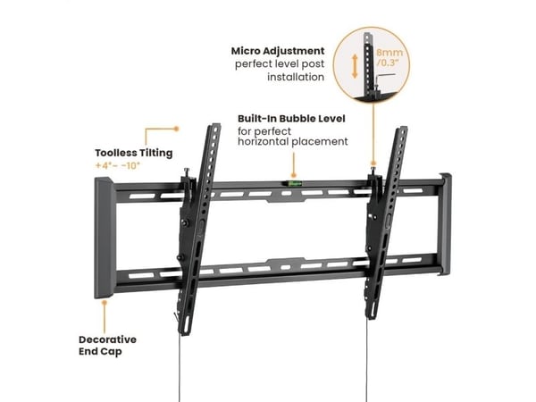 Value 17.99.1223, 109,2 cm (43"), 2,29 m (90"), 200 x 200 mm, 800 x 400 mm, -4 - 10°, Sort