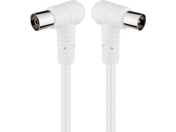 goobay - Antennkabel - IEC-kontakt kontakt vinklad till IEC-kontakt mottagare vinklad - 1.5 m - dubbelt skärmad koaxial - 80 dB - vit