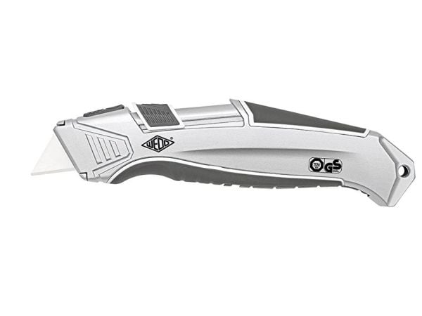 WEDO CERA-Safeline Safety Cutter ALU, blad: 19 mm lett aluminiumshus, gummiert grepssone, fjærbelastet - 1 stk (79 825)