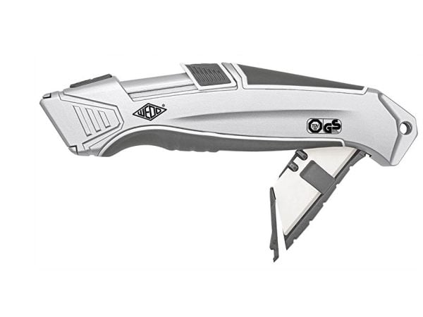 WEDO CERA-Safeline Safety Cutter ALU, blad: 19 mm lett aluminiumshus, gummiert grepssone, fjærbelastet - 1 stk (79 825)
