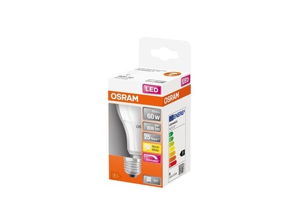 OSRAM LED SUPERSTAR - LED-lyspære - form: A60 - mattslipt finish - E27 - 8.8 W (ekvivalent 60 W) - klasse F - varmt hvitt lys - 2700 K