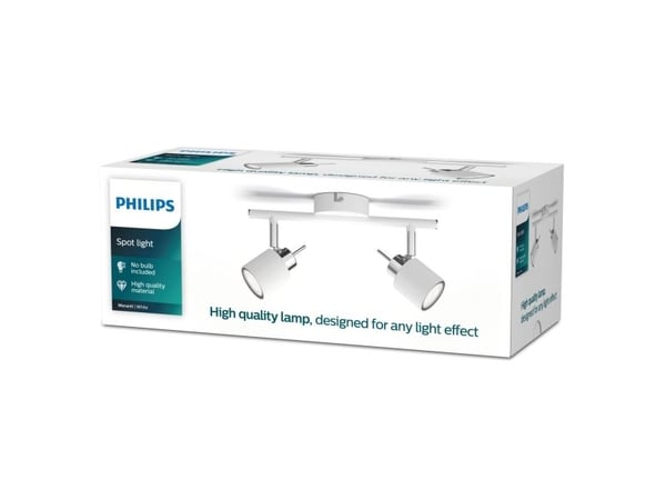 Philips Meranti-spotlys til tak/vegg, 2 stk., Overflateegnet, GU10, 2 ampuller, LED, 220-240 V, Hvit