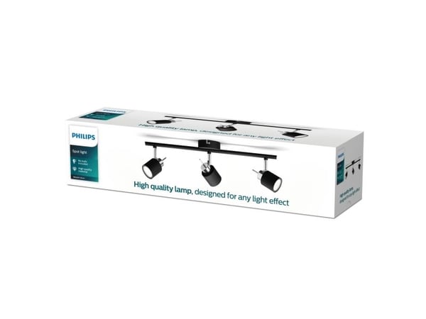 Philips Meranti-spotlys til tak/vegg, 3 stk., Overflateegnet, GU10, 3 ampuller, LED, 220-240 V, Svart