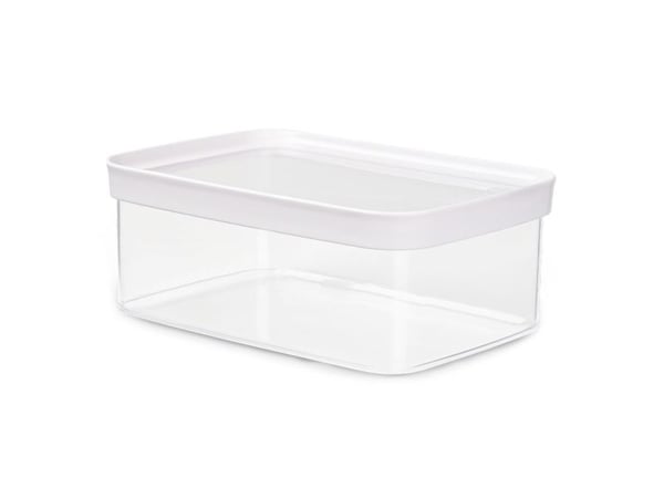 EMSA Optima, Säilö, Suorakulmainen, 2 L, Läpinäkyvä, Valkoinen, Styreeni-metyylimetakrylaatti (MS), Kestomuovinen elastomeeri, 55 °C